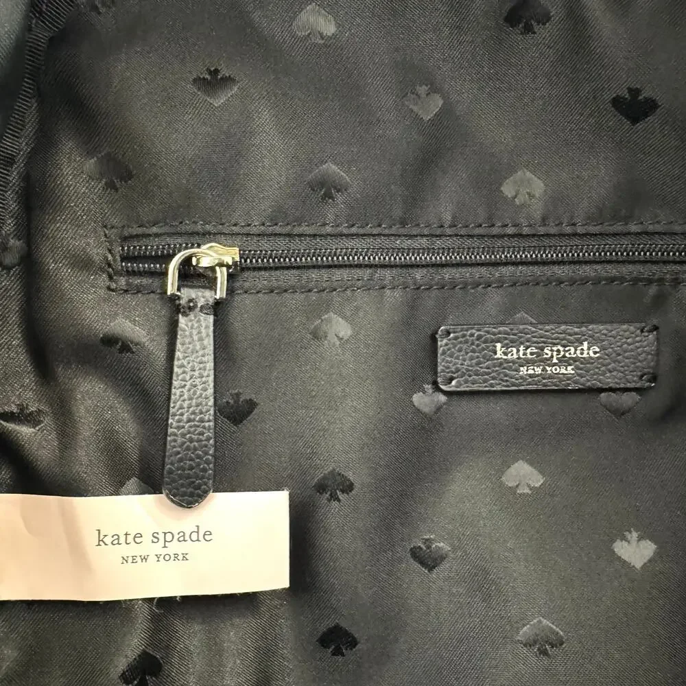 Kate Spade Dawn Paper Rose Medium Backpack Nylon Leather Trim in Black Floral